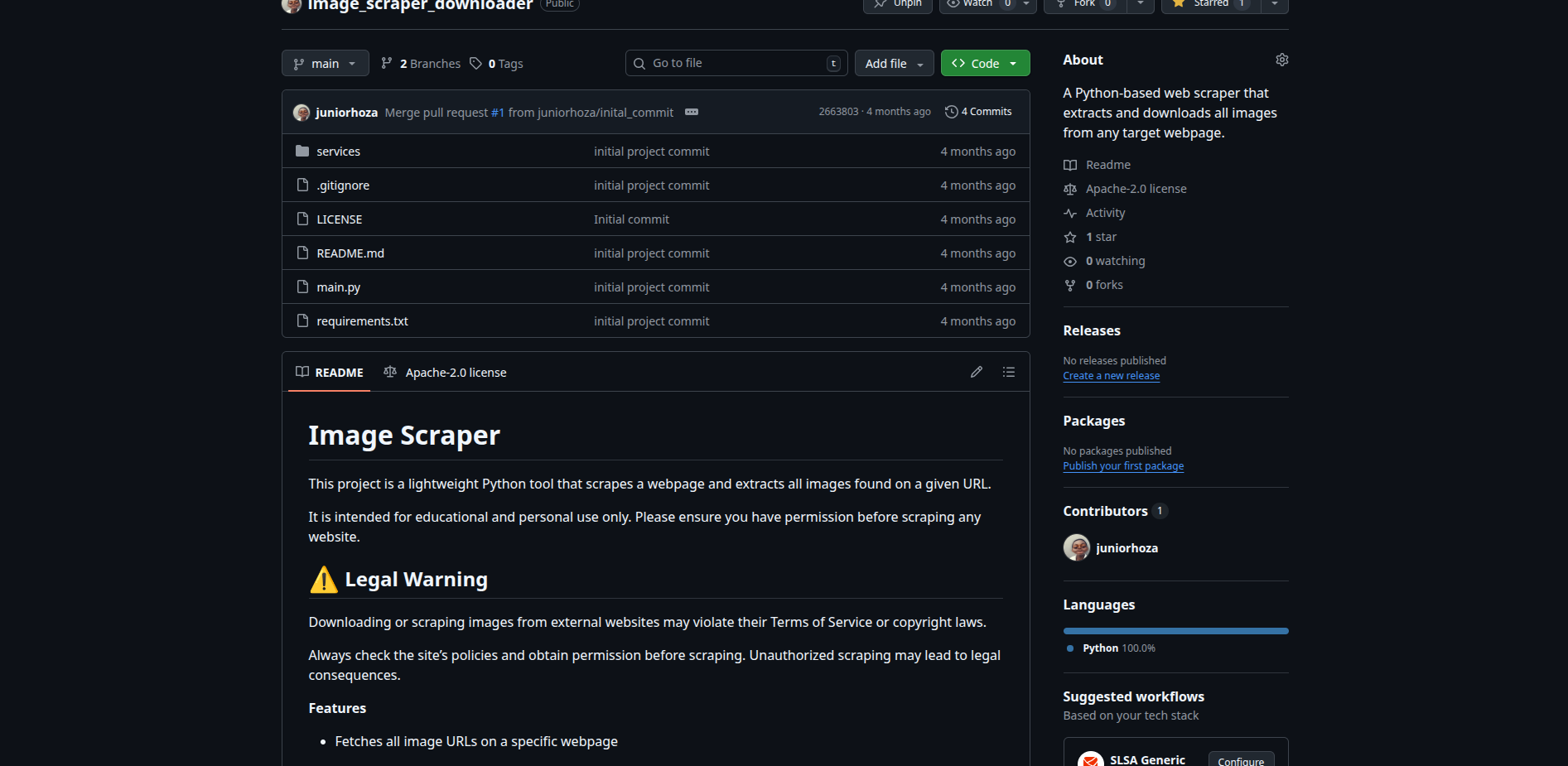 Web page image extractor