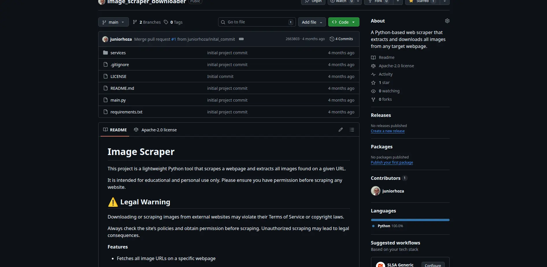 Web page image extractor